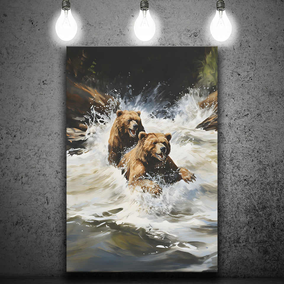 Happiness Coulple Bear Canvas Prints Wall Art Home Decor, Painting Canvas, Living Room Wall Decor