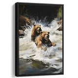 Happiness Coulple Bear Framed Canvas Prints Wall Art Home Decor, Painting Canvas, Floating Frame