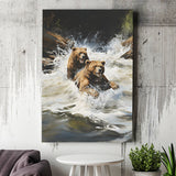 Happiness Coulple Bear Canvas Prints Wall Art Home Decor, Painting Canvas, Living Room Wall Decor