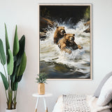Happiness Coulple Bear Framed Canvas Prints Wall Art Home Decor, Painting Canvas, Floating Frame