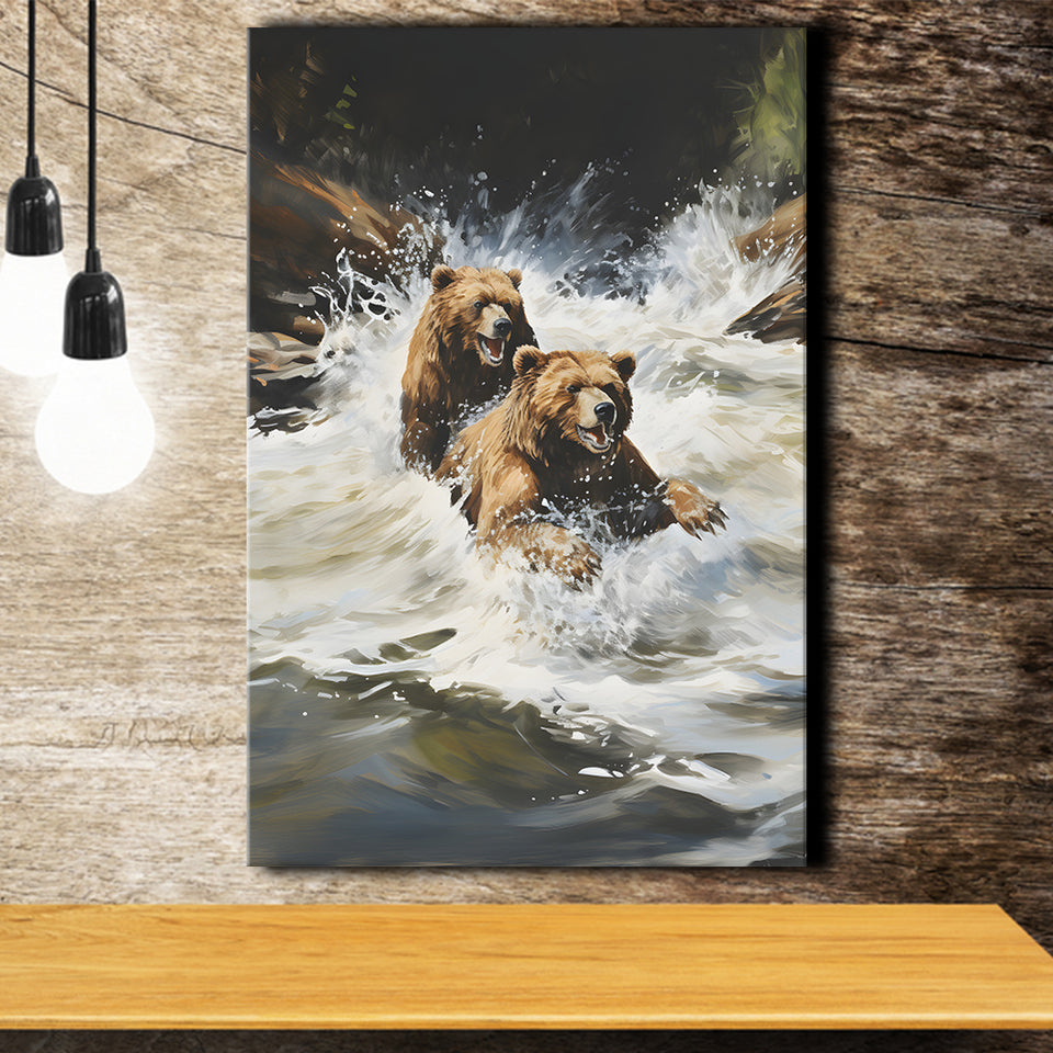 Happiness Coulple Bear Canvas Prints Wall Art Home Decor, Painting Canvas, Living Room Wall Decor