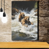 Happiness Coulple Bear Canvas Prints Wall Art Home Decor, Painting Canvas, Living Room Wall Decor