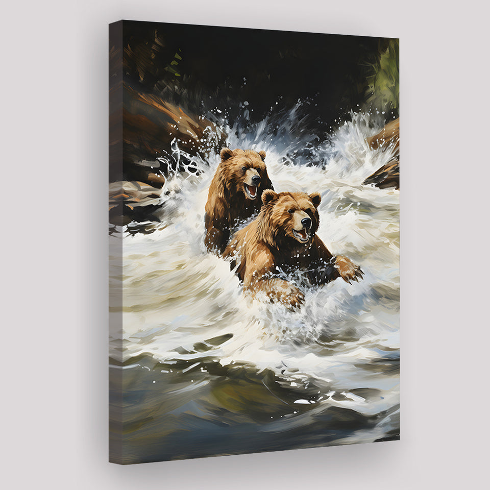 Happiness Coulple Bear Canvas Prints Wall Art Home Decor, Painting Canvas, Living Room Wall Decor