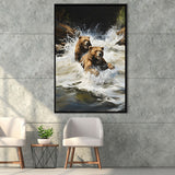 Happiness Coulple Bear Framed Canvas Prints Wall Art Home Decor, Painting Canvas, Floating Frame