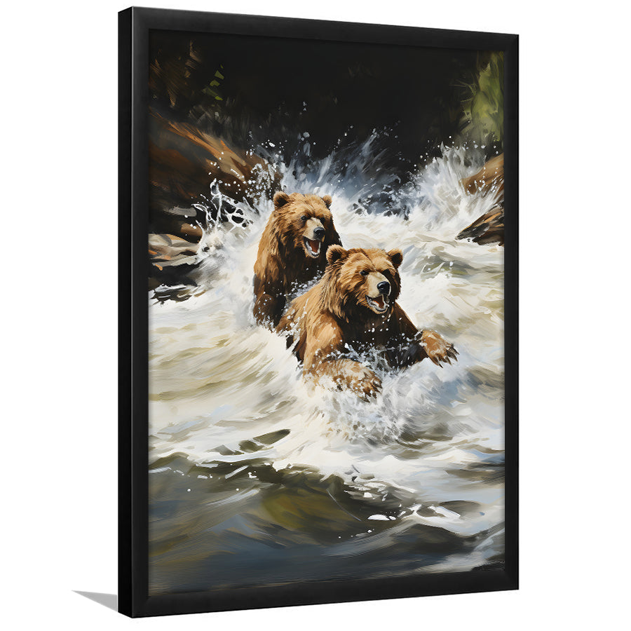 Happiness Coulple Bear Framed Art Prints Wall Decor, Painting Art, Framed Picture