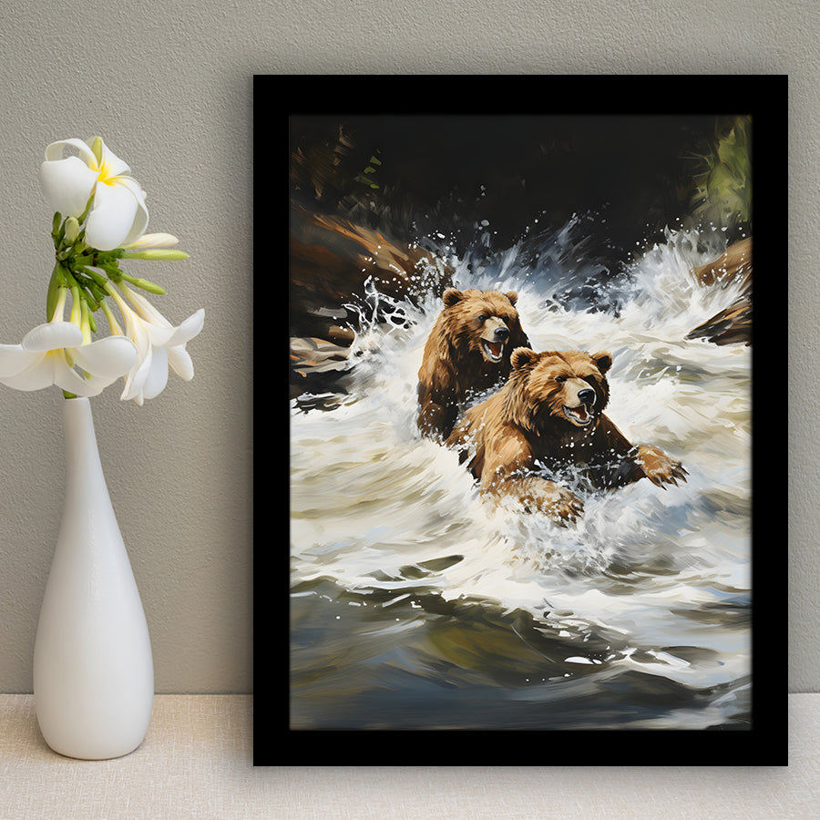 Happiness Coulple Bear Framed Art Prints Wall Decor, Painting Art, Framed Picture