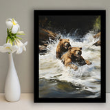 Happiness Coulple Bear Framed Art Prints Wall Decor, Painting Art, Framed Picture
