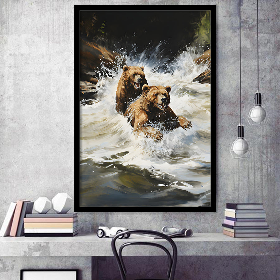 Happiness Coulple Bear Framed Art Prints Wall Decor, Painting Art, Framed Picture