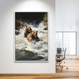 Happiness Coulple Bear Framed Canvas Prints Wall Art Home Decor, Painting Canvas, Floating Frame
