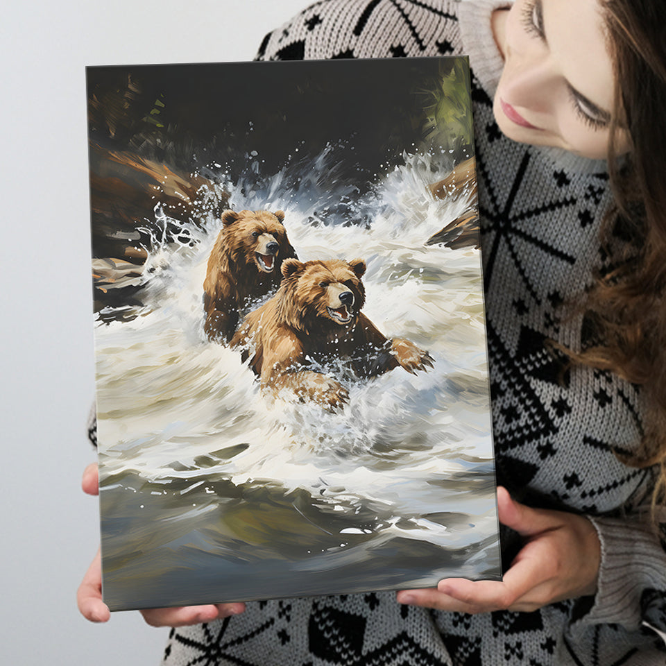 Happiness Coulple Bear Canvas Prints Wall Art Home Decor, Painting Canvas, Living Room Wall Decor