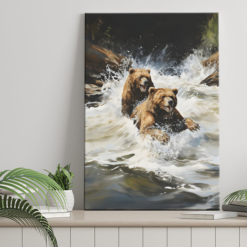 Happiness Coulple Bear Canvas Prints Wall Art Home Decor, Painting Canvas, Living Room Wall Decor