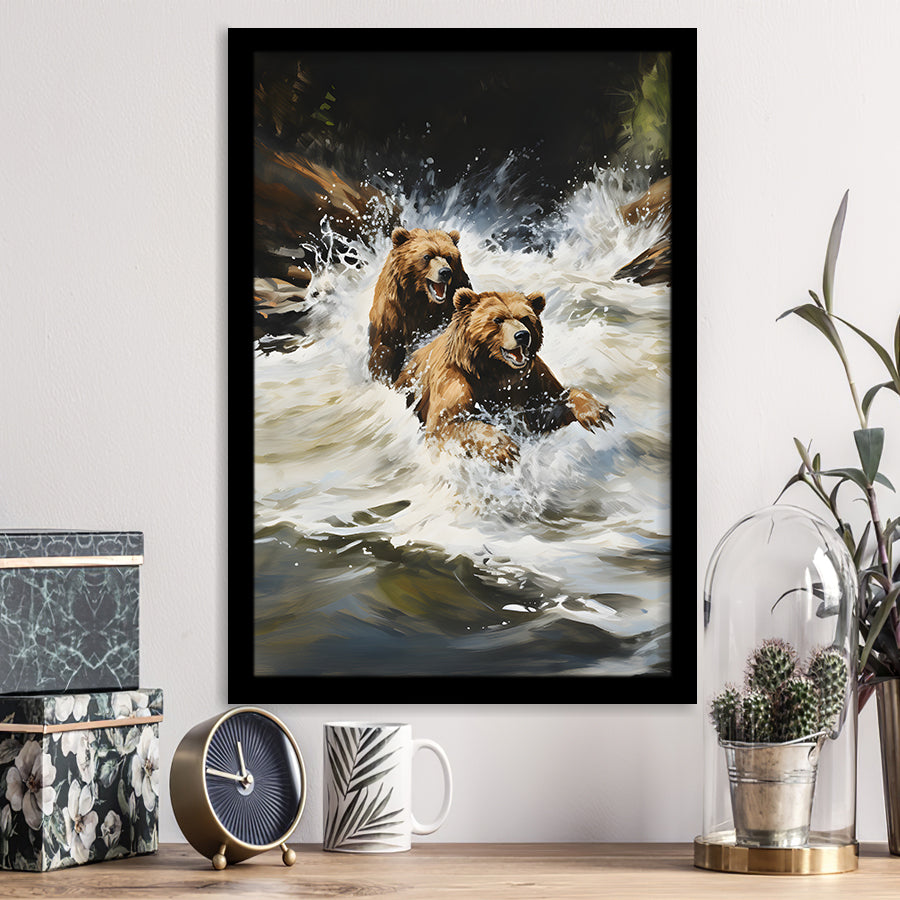 Happiness Coulple Bear Framed Art Prints Wall Decor, Painting Art, Framed Picture