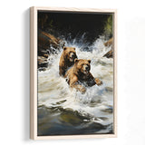 Happiness Coulple Bear Framed Canvas Prints Wall Art Home Decor, Painting Canvas, Floating Frame