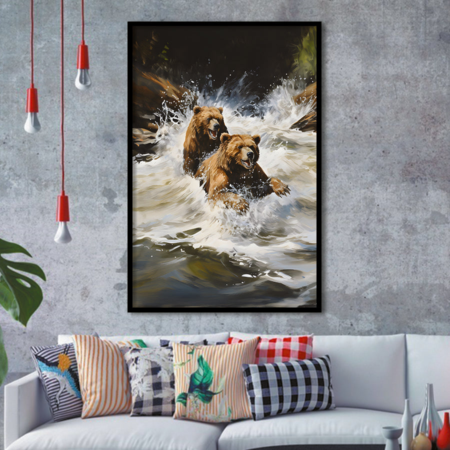 Happiness Coulple Bear Framed Art Prints Wall Decor, Painting Art, Framed Picture