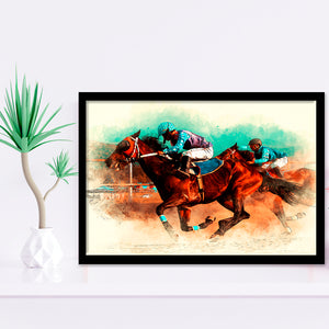 Horse-Race-Riding-Sport-Jockeys-Competition Framed Art Prints, Wall Art,Home Decor,Framed Picture