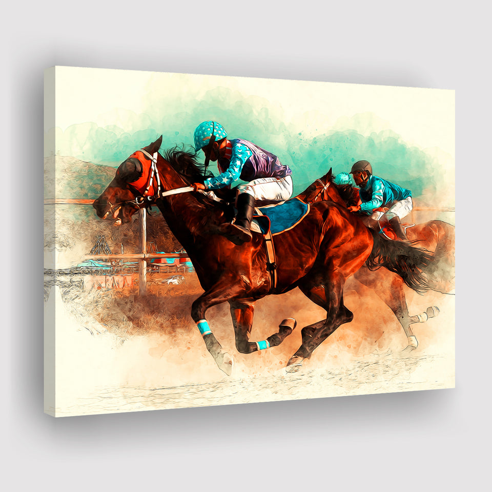 Horse-Race-Riding-Sport-Jockeys-Competition Canvas Prints Wall Art Home Decor