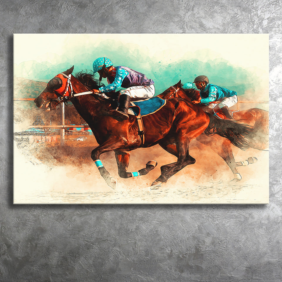 Horse-Race-Riding-Sport-Jockeys-Competition Canvas Prints Wall Art Home Decor