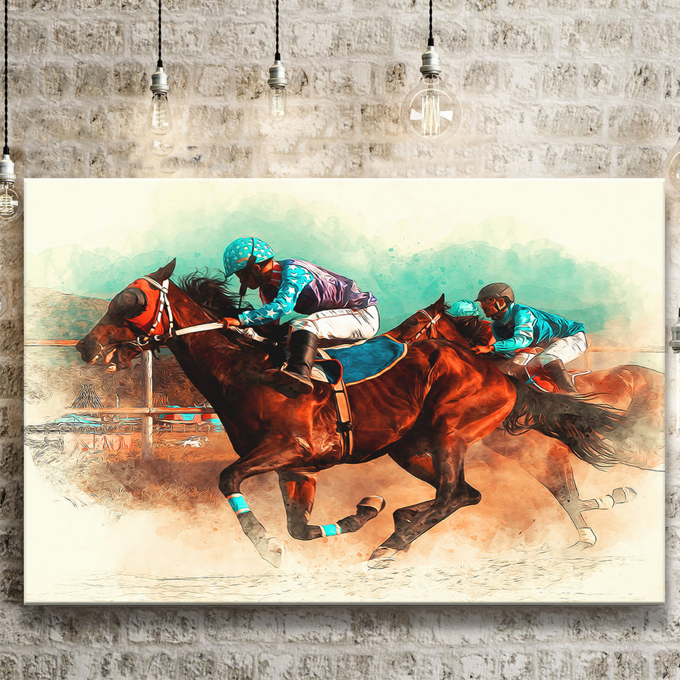 Horse-Race-Riding-Sport-Jockeys-Competition Canvas Prints Wall Art Home Decor