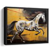 Horse Art Luxury Black And Gold Art Painting V5 Framed Canvas Prints Wall Art Home Decor, Painting Canvas, Floating Frame
