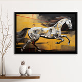 Horse Art Luxury Black And Gold Art Painting V5 Framed Canvas Prints Wall Art Home Decor, Painting Canvas, Floating Frame