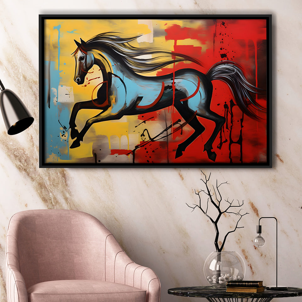 Horse Luxury Art Mixed Color Painting Framed Canvas Prints Wall Art Home Decor, Painting Canvas, Floating Frame
