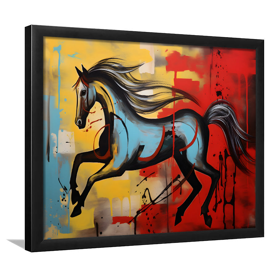 Horse Luxury Art Mixed Color Painting Framed Art Prints Wall Decor, Painting Art, Framed Picture