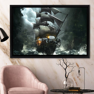 Horse Pirate Ship Framed Canvas Prints Wall Art - Painting Canvas, Home Wall Decor, Prints for Sale,Black Frame