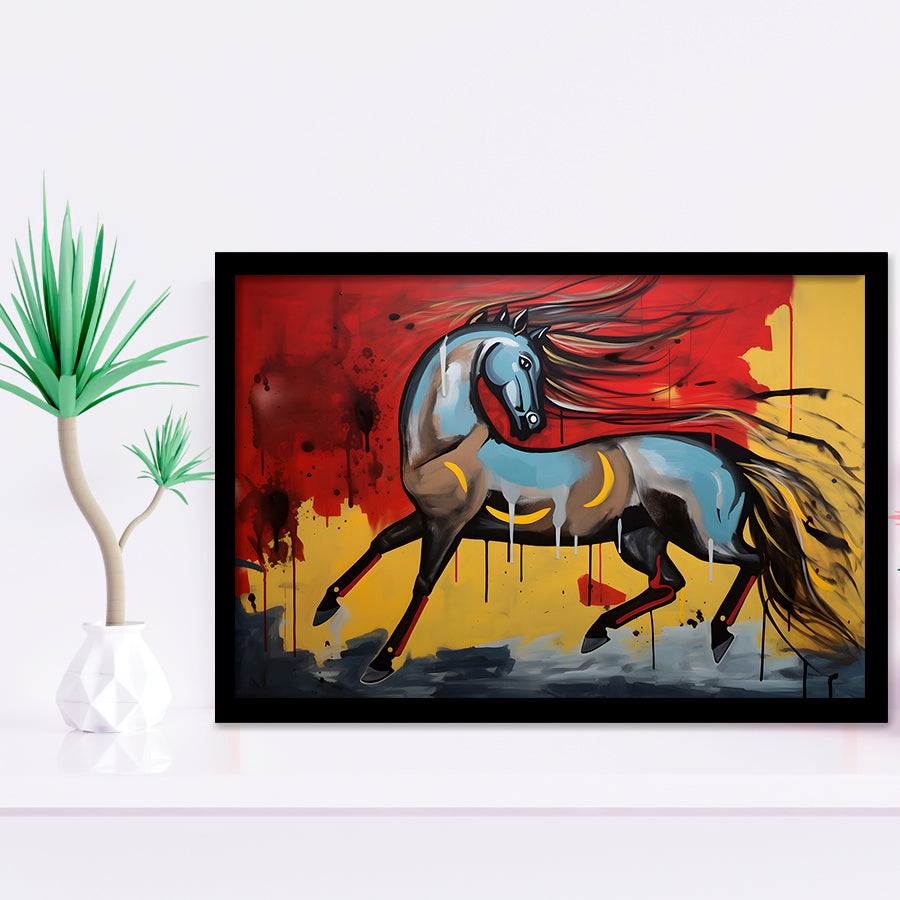 Horse Unique Art Mixed Color Painting Framed Art Prints Wall Decor, Painting Art, Framed Picture