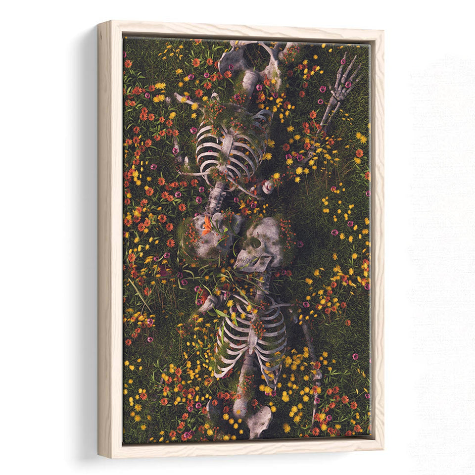 Hugging Couple Skull Canvas Wall Art, Framed Canvas Prints Wall Art Home Decor,Floating Frame, Ready to Hang