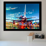 Japan Airlines Jal Runway Night Aeroplane Framed Art Prints Wall Decor - Painting Art, Framed Picture, Ready to Hang