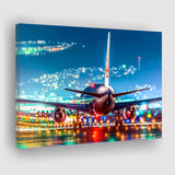 Japan Airlines Jal Runway Night Aeroplane Canvas Prints Wall Art Decor - Painting Canvas, Art Prints, Ready to Hang