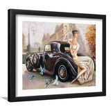 Retro Car Classic Car Evening City Wall Art Print - Framed Art, Framed Prints, Painting Print
