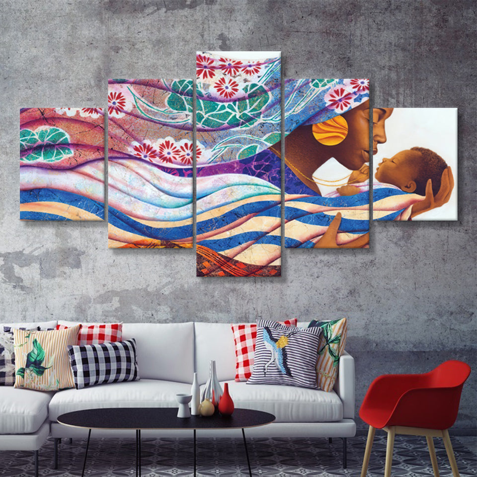 Letter To Mother Africa 5 Pieces Canvas Prints Wall Art - Painting Canvas, Multi Panels, Wall Decor