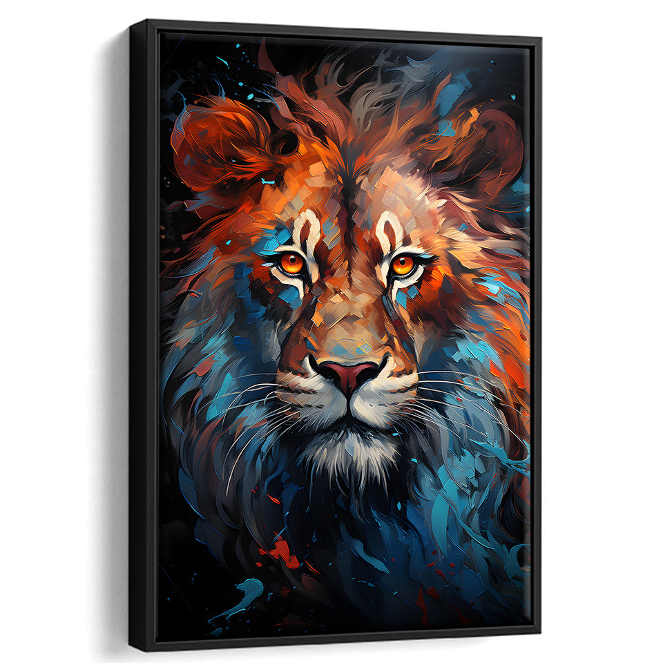 Lion King Colorful Framed Canvas Prints Wall Art Home Decor, Painting Canvas, Floating Frame