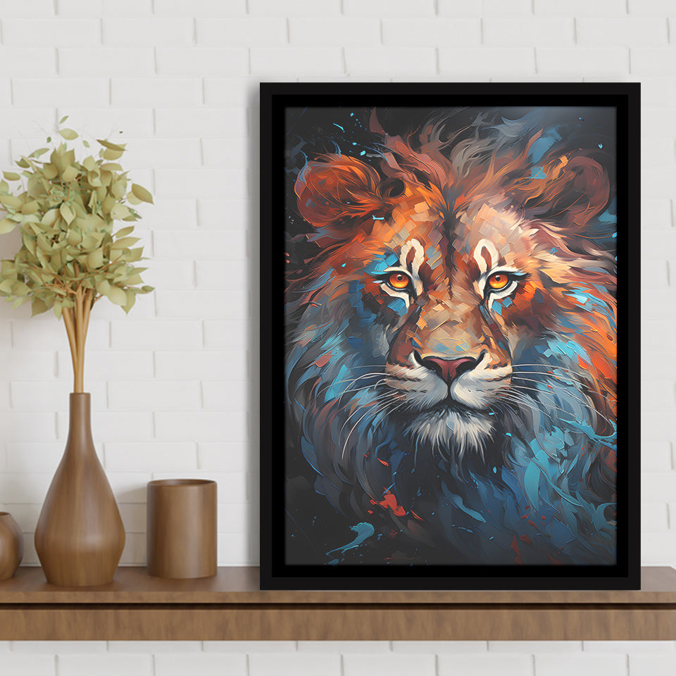 Lion King Colorful Framed Canvas Prints Wall Art Home Decor, Painting Canvas, Floating Frame