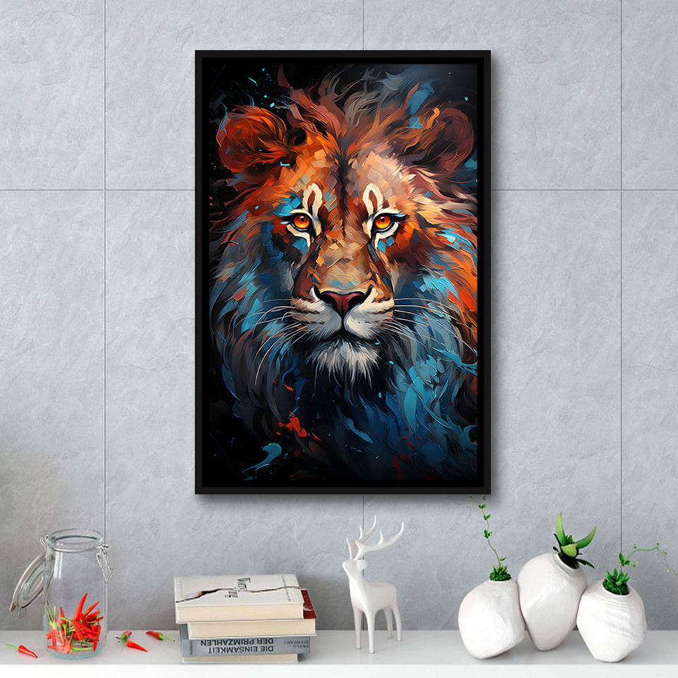 Lion King Colorful Framed Canvas Prints Wall Art Home Decor, Painting Canvas, Floating Frame