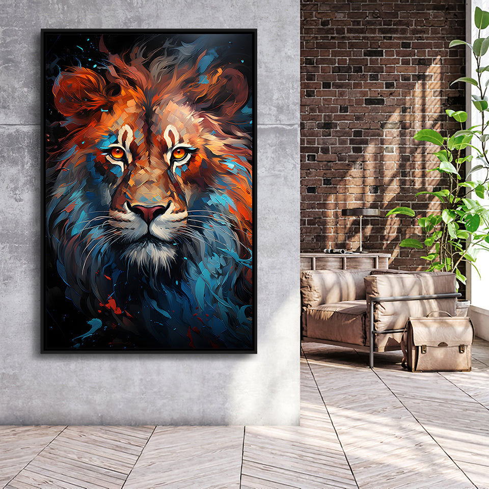 Lion King Colorful Framed Canvas Prints Wall Art Home Decor, Painting Canvas, Floating Frame
