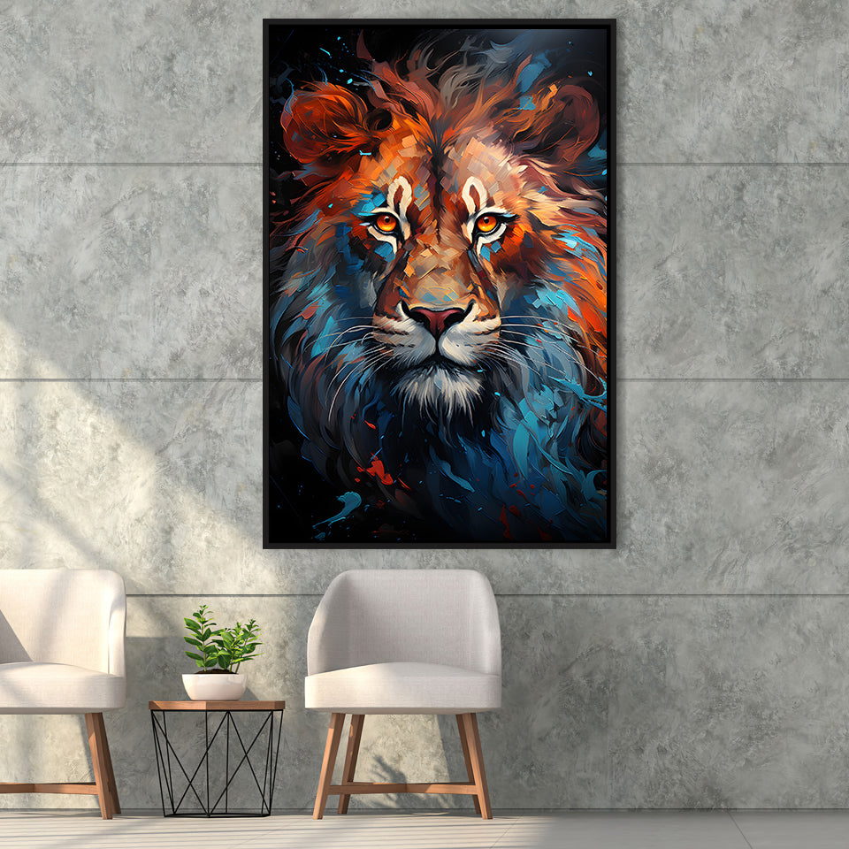 Lion King Colorful Framed Canvas Prints Wall Art Home Decor, Painting Canvas, Floating Frame