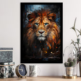 Lion Portrait With Blue Eye V1 Framed Art Prints Wall Decor, Painting Art, Framed Picture