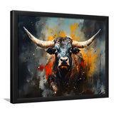 Longhorn Cow Painting Art Colorful V1 Framed Art Prints Wall Decor, Painting Art, Framed Picture