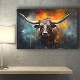 Longhorn Cow Painting Art Colorfull Canvas Prints Wall Art Home Decor, Painting Canvas, Living Room Wall Decor
