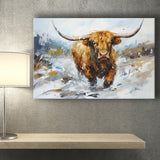 Longhorn Cow Art Oil Painting Canvas Prints Wall Art Home Decor, Painting Canvas, Living Room Wall Decor