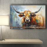 Longhorn Cow Beautiful Painting Canvas Prints Wall Art Home Decor, Painting Canvas, Living Room Wall Decor