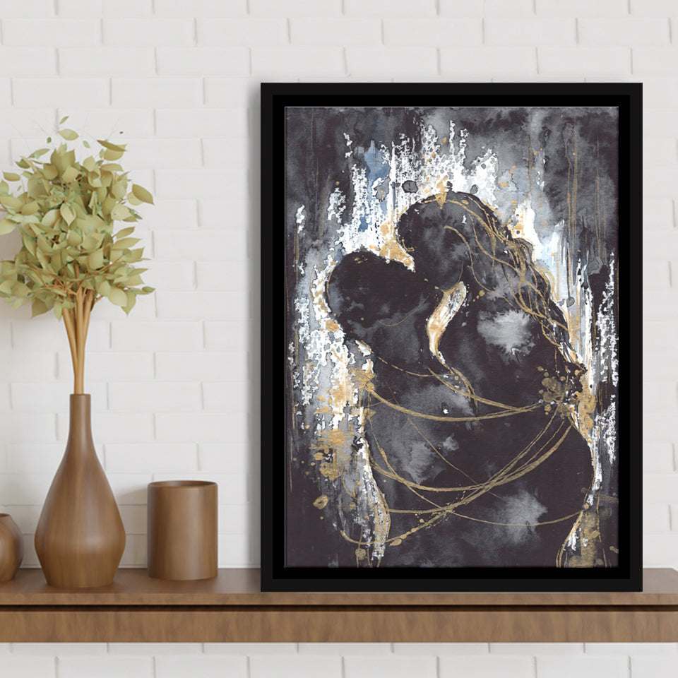 Love Hugs Of Man And Woman Framed Canvas Prints Wall Art - Painting Canvas, Floating Frame, Painting Prints, For Sale