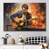 Man Playing Guitar Oil Painting Canvas Prints Wall Art Home Decor, Painting Canvas, Living Room Wall Decor