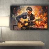 Man Playing Guitar Oil Painting Canvas Prints Wall Art Home Decor, Painting Canvas, Living Room Wall Decor