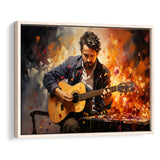 Man Playing Guitar Oil Painting Framed Canvas Prints Wall Art Home Decor, Painting Canvas, Floating Frame