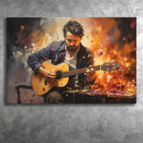 Man Playing Guitar Oil Painting Canvas Prints Wall Art Home Decor, Painting Canvas, Living Room Wall Decor