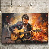Man Playing Guitar Oil Painting Canvas Prints Wall Art Home Decor, Painting Canvas, Living Room Wall Decor