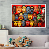Many Diffirent Mask Native American Abstract Faces V10 Framed Canvas Prints Wall Art Home Decor, Painting Canvas